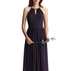 #Levkoff Plum Keyhole full-length Bridesmaid Dress